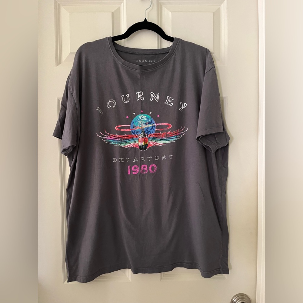 Men’s Journey USA Tour 1980 Departure Tour Concert Dates Gray Graphic T Shirt XL